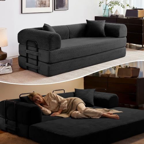 79" Convertible Sofa Bed, Boneless Sleeper Futon Couch for Living Room