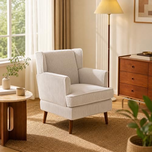 VINGLI 26" Wingback Accent Chair Set of 2, Corduroy Armchair for Apartment