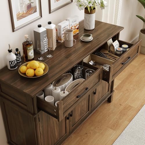 ONBRILL 48 Inch Buffet Cabinet with Storage, Walnut