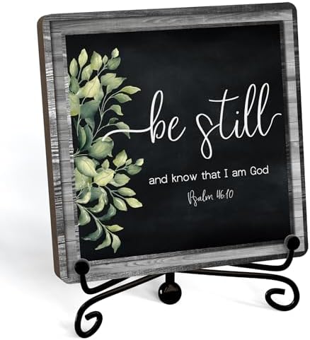 Home Decor, Farmhouse Be Still And Know That I Am God Shelf Decor For Living Room, Christian Gifts For Women Men, Entryway Tv Stand Fireplace Mantle Coffee Table Decoration (Still-13)