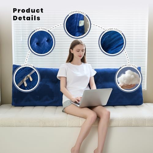 Zelladorra Headboard Pillow King, Triangular Wedge Pillow Headboard