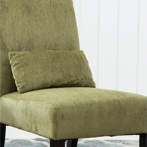 Roundhill Furniture Pisano Spring Green Fabric Armless Contemporary Accent Chair with Kidney Pillow