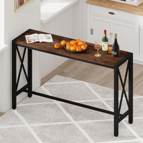 BON AUGURE Bar Table, 55 in Counter Height Pub Tables, Rectangular Tall Behind Couch Sofa Table, High Top Wood Console Tables for Home, Living Room, Kitchen (Rustic Oak, 36.6)