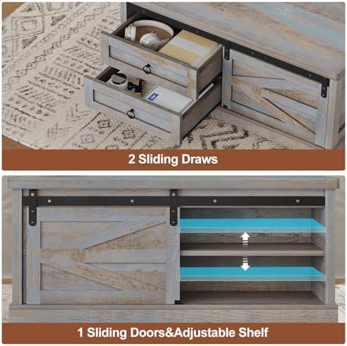 Itaar 39.4'' Lift Top Coffee Table with Storage, Farmhouse Coffee Tables for Living Room, Square Coffee Table with Large Hodden Compartment & 2 Drawrs & Adjustables Shelves (Blue)