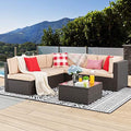 Vongrasig 6 Piece Patio Furniture Set, Small Outdoor Sectional Sofa Couch