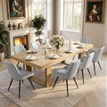 Miereirl 9-Piece Modern Farmhouse Dining Table Set, 86.6" x 47.2" Sturdy Stable Dining Table with 8 Chairs, Rectangular Kitchen Table Set for 8,(Natura Table+8 Grey Chairs)