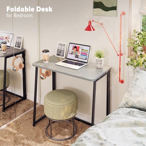 WOHOMO Folding Desk, 31.5" Foldable Computer Table for Small Spaces, Grey