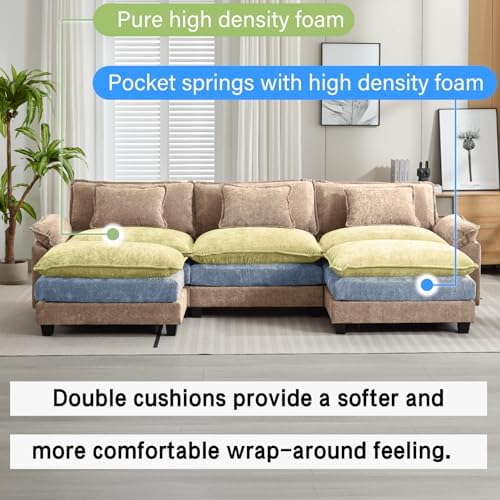 Oprisen 120" Modular Sectional Sofa, Comfy Deep Cloud Couch with Ottoman