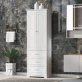 Polibi Tall Storage Cabinet with 3 Drawers, 3-Tier Adjustable Shelves & 2 Doors, Floor Freestanding Linen Cabinet for Bathroom, Living Room (White)