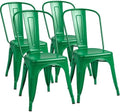 Furmax Metal Dining Chair Indoor Outdoor Use Stackable Classic Trattoria Chair Chic Dining Bistro Cafe Side Metal Chairs Set of 4 (Green)