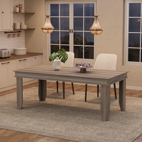 GarveeHome Farmhouse Dining Table for 6-8 People, 71" Long Kitchen Tables