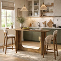 LITTLE TREE 63" Bar Table, Farmhouse Bar Height Table with Sturdy Wooden Base & Anti-Scratch Foot Pads, Home Bar Units for Dining Room, Kitchen, Living Room, Bistro