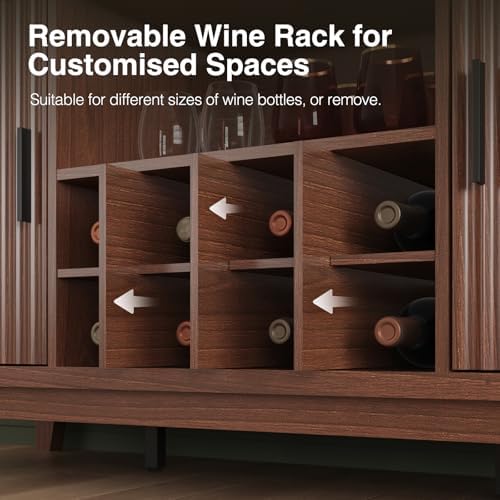 Vabches Fluted Coffee Bar Cabinet with Charging Station, 47.2" W Home Bar