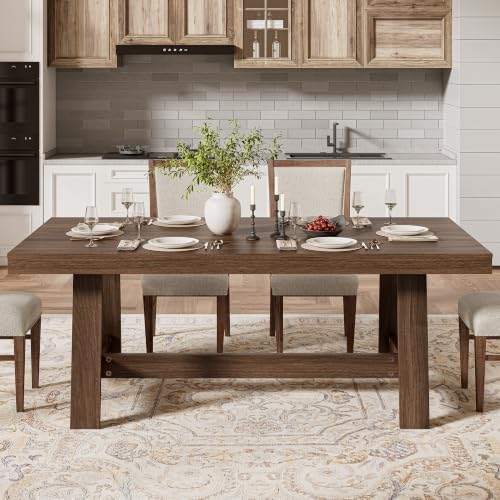 IRONCK 71" Farmhouse Dining Table for 6-8, Walnut