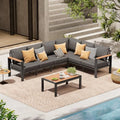 Aluminum Outdoor Patio Furniture Set 6 Seats, Outdoor Sectional Corner Sofa with Thick Waterproof Cushions & Coffee Table, Patio Conversation Sets for Backyard, Porch, Balcony, Deck, GPH