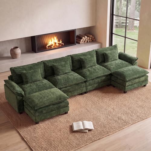 Oprisen 154" Modular Sectional Sofa, Comfy Deep Cloud Couch with Ottoman