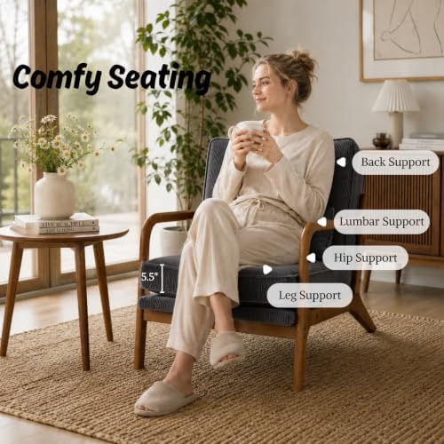 Karl home Mid-Century Modern Accent Reading Chair, Dark Grey