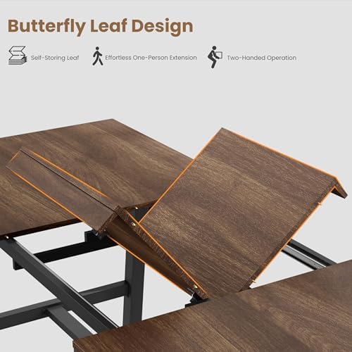 Garvee 63-83" Extendable Dining Table, Expandable Kitchen Table, Brown