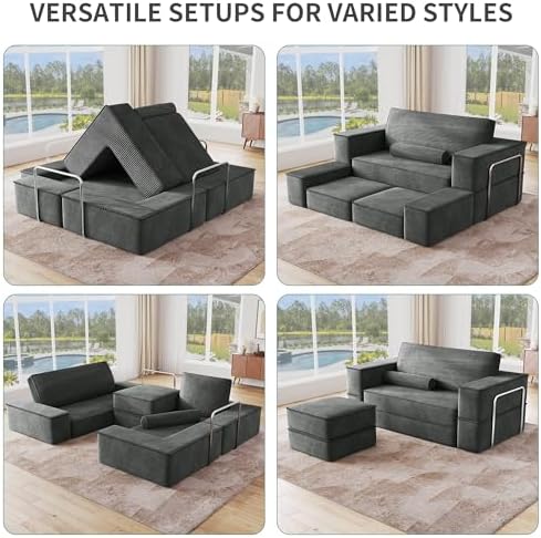 Oversize Convertible Boneless Couch Bed, 103 Inch Corduroy futon Sofa Bed