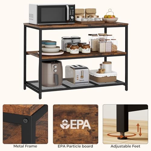 Homleke 39.4" L Kitchen Island with 3 Shelves, Workbench,Metal Frame