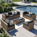 Aoxun Patio Furniture Sets, 10-Piece Outdoor Patio Furniture with Thick Cushions, Wicker Outdoor Conversation Set Sectional Sofa for Backyard, Poolside, Garden