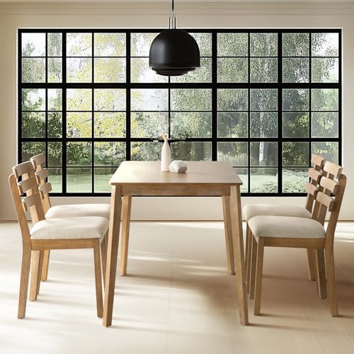 Farmhouse Dining Table Set for 4, Wooden Kitchen Table & Solid Wood Chairs