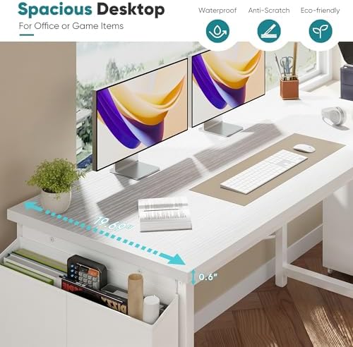 OLIXIS Computer Desk, 55 Inch Gaming Desks for Home Office Small Spaces