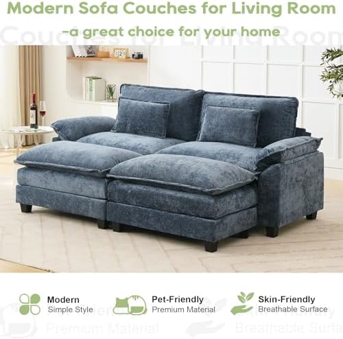 Oprisen 86" Modular Sectional Sofa, Comfy Deep Cloud Couch with Ottoman