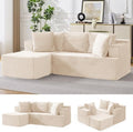 Korser Boneless Couches for Living Room, Cloud Couch Sectional with Ottoman, L-Shaped Sofa with Fluffy Comfy Corduroy Deep Seat, Bedroom, Apartment, No Assembly Required