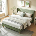 Full Corduroy Upholstered Platform Bed with Headboard Wingback, Turtle
