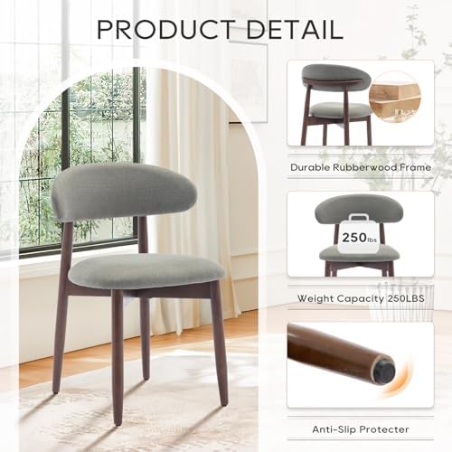 COLAMY Wooden Dining Room Chairs Set of 6, Modern Upholstered Fabric Dining Chairs, Farmhouse Kitchen Chair with Foot Pegs, Green