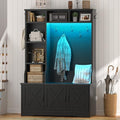 Black Hall Tree with Bench and Shoe Storage, Entryway Bench with Coart Rack
