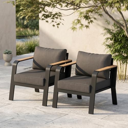 Garvee Aluminum Outdoor Patio Furniture 2 Pcs Single Sofa Armchair