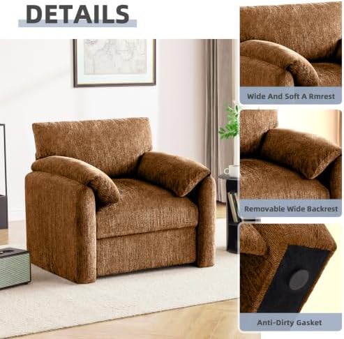 Howjoe 2 Pack Oversized Accent Chair for Living Room, Rustic Broning