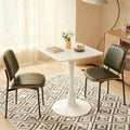 Square Dining Table, 24" Tulip Table with Thickened Tabletop & Metal Pedestal, Mid Century Modern Bistro Table for Kitchen, Small Places, Living Room, Cafe (White)