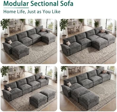 140" Modular Sectional Couch, U Shaped Cloud Sofa for Living Room