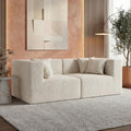MONVANE 75" Loveseat Sofa, Comfy Chenille Modular Sectional Sofa with 4 Pillows, Modern Deep Seat Boneless Couch, 2 Seater Sofa for Living Room, Bedroom and Apartment, Beige