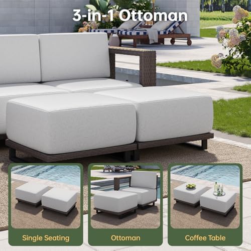 Aoxun Patio Furniture Set, 8 Piece Outdoor Sofa Set, Brown/Light Gray