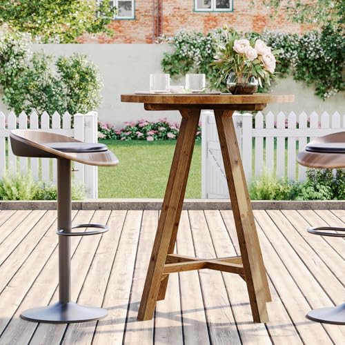 Solid Wood Bar Table, 31.5" Round Pub Bistro Table