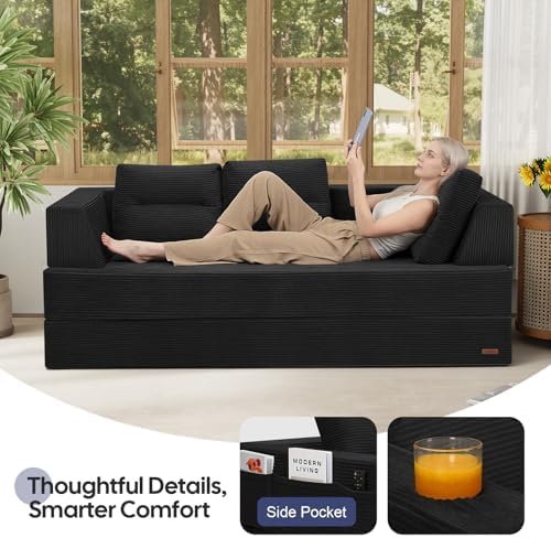 COMAX Futon Sofa Bed, Convertible Sofa Bed, Folding Boneless Couches