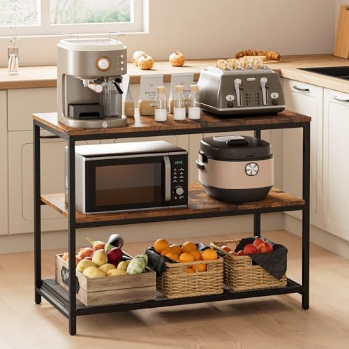 Homleke 39.4" L Kitchen Island with 3 Shelves, Workbench,Metal Frame