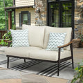 NATURAL EXPRESSIONS Patio Outdoor Loveseat, Wicker Back, Woodgrain Armrest
