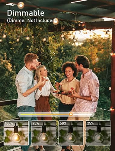 Brightown Outdoor String Lights 55FT Patio Lights with 50 Edison Glass Bulb