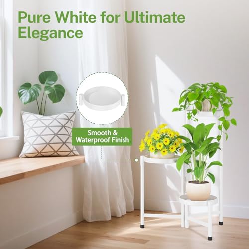 iDavosic.ly Plant Stand Indoor Outdoor, 3 Tier Metal Corner Shelf, White