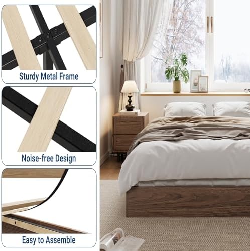 GarveeHome Wood Platform Bed Frame, King Bed Frame Without Headboard