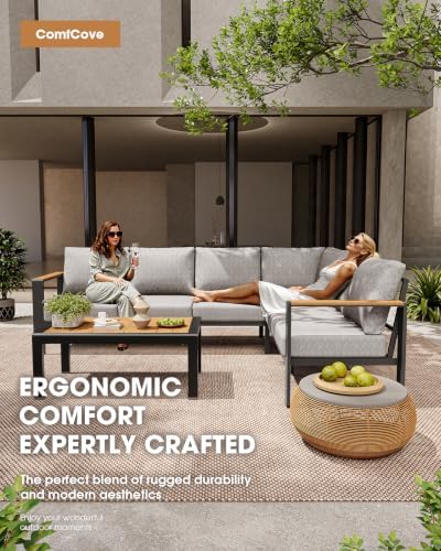 Aluminum Patio Furniture 3 Seats, All-Weather Outdoor Sofa