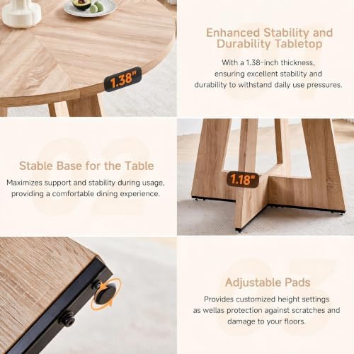 Round Dining Table Set for 4, Kitchen Table and Chairs