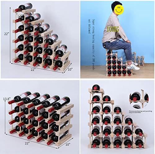 Wine Rack Small countertop Cabinet Stackable Storage Wooden freestanding Floor Wine Holder (20 Bottles)