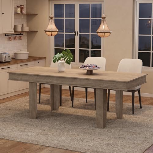 GarveeHome 63 in-86.6 in Extendable Dining Room Table for 6-10