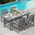 SERWALL 5 Pcs HDPE Patio Dining Set, Outdoor Dining Set for 4, Gray